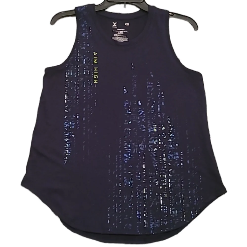 XERSION WOMENS NAVY BLUE "AIM HIGH" TANK TOP SIZE XL